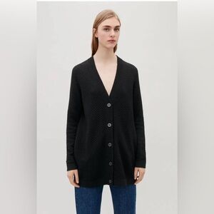 COS Women's Long Textured Cotton Cardigan - Black, X-Small